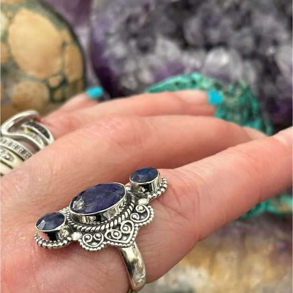 Sodalite Bali BoHo chic sterling silver ring - Picture 5 of 5